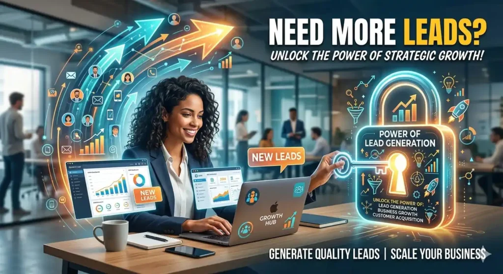a digital marketing expert working on his laptop and unlocking the power of lead generation